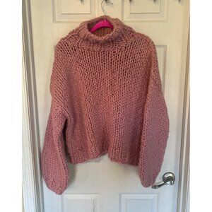Soft Rose Chunky Turtleneck Sweater for Women